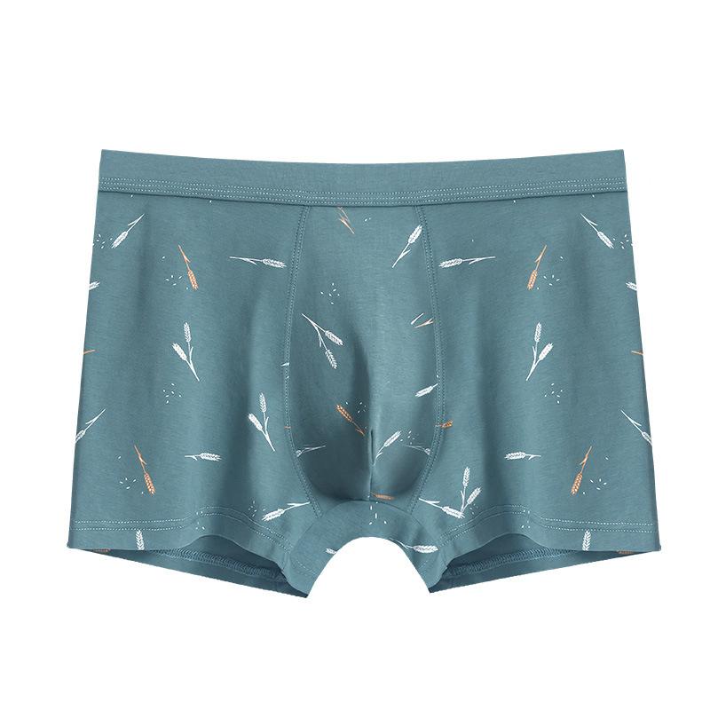 Men's Cotton Underpants Men's Plus Size Solid Color Panties Breathable Seamless Printing Boxer Briefs