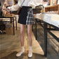 M-4XL Women Large Size High Waist Irregular Skirt Plaid Pleated Skirt Anti-light Thin A-line Skirt