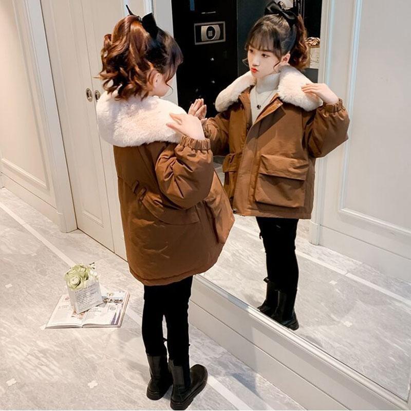 Girls' Winter Clothes Cotton-padded Clothes Big Children Children's Padded Jackets and Velvet Padded Jackets Thicker Jackets