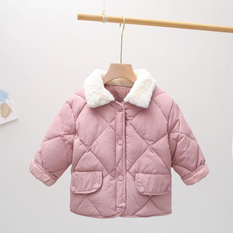 Girls' Padded Warm and Windproof Jacket Plus Velvet Thick Winter Clothes