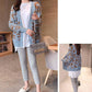 Knitted Cardigan Sweater Coat Korean Loose Leopard V-Neck Single-Breasted Student Sweater Jackets