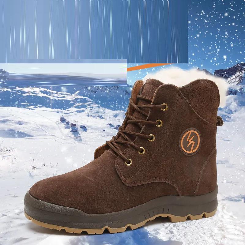 Snow Boots Men's Sheepskin Winter Boots Plus Velvet Warm Waterproof Non-slip Winter Martin Boots Men's Cotton Shoes