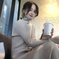 Long Coarse Wool Turtleneck Sweater Dress Women  Female Casual Loose Knit Straight Sweater Dress