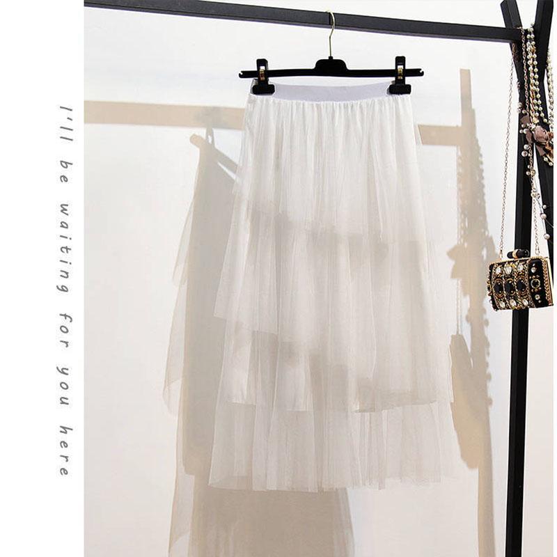 Fashion Summer Women Skirt Suit Printed T-shirt Multilayer Mesh Skirt Two-piece Set Elegant Outfits