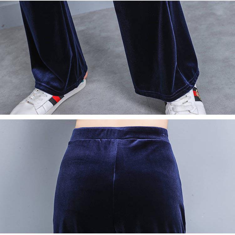 Autumn Winter Thick Gold Velvet Flare Pants Ladies Large Size Was Thin Wide Leg Pants Casual Pants