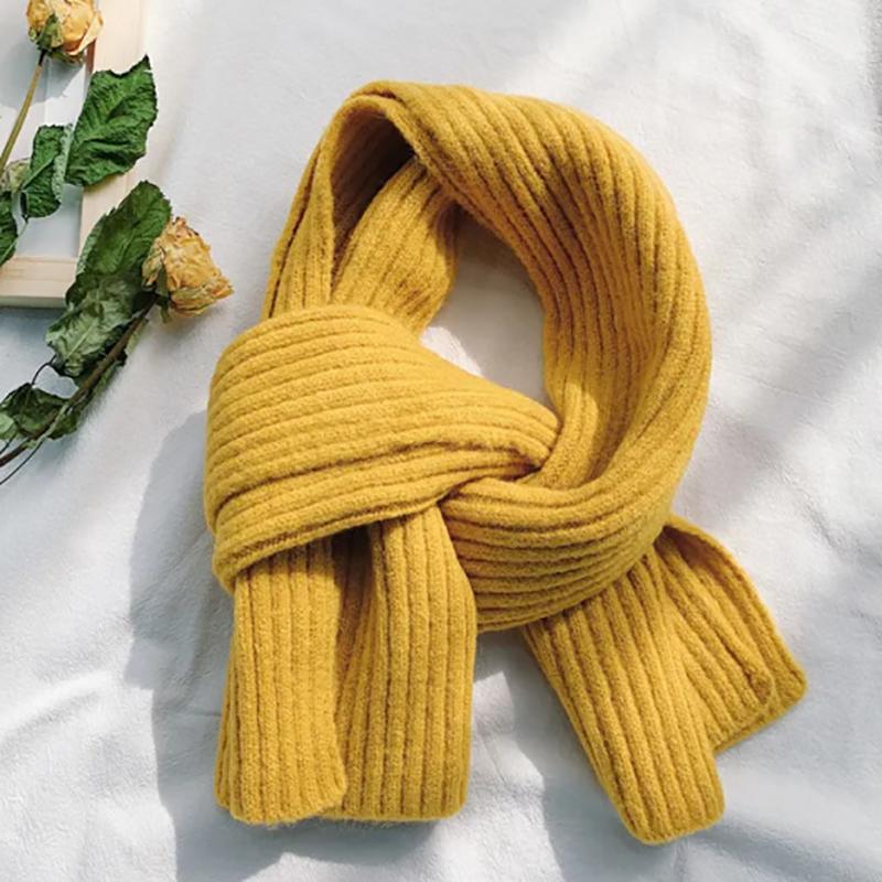 Small Scarf Female Winter Solid Color Wool Knitted Bib Korean Male Wild Winter Bib