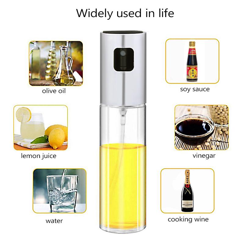 1PC Kitchen Baking Glass Olive Oil Spray Bottle Vinegar Oil Sprayer Seasoning Bottle Soy Sauce Empty Bottle for BBQ Salad