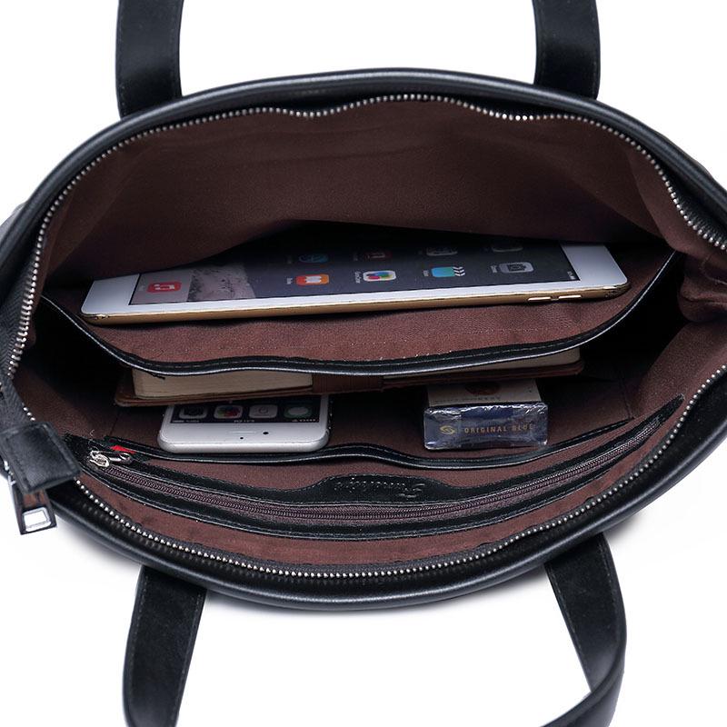 Business Briefcase Men Black PU Leather Large Capacity Anti-theft Handbag Shoulder Bags Computer Bag