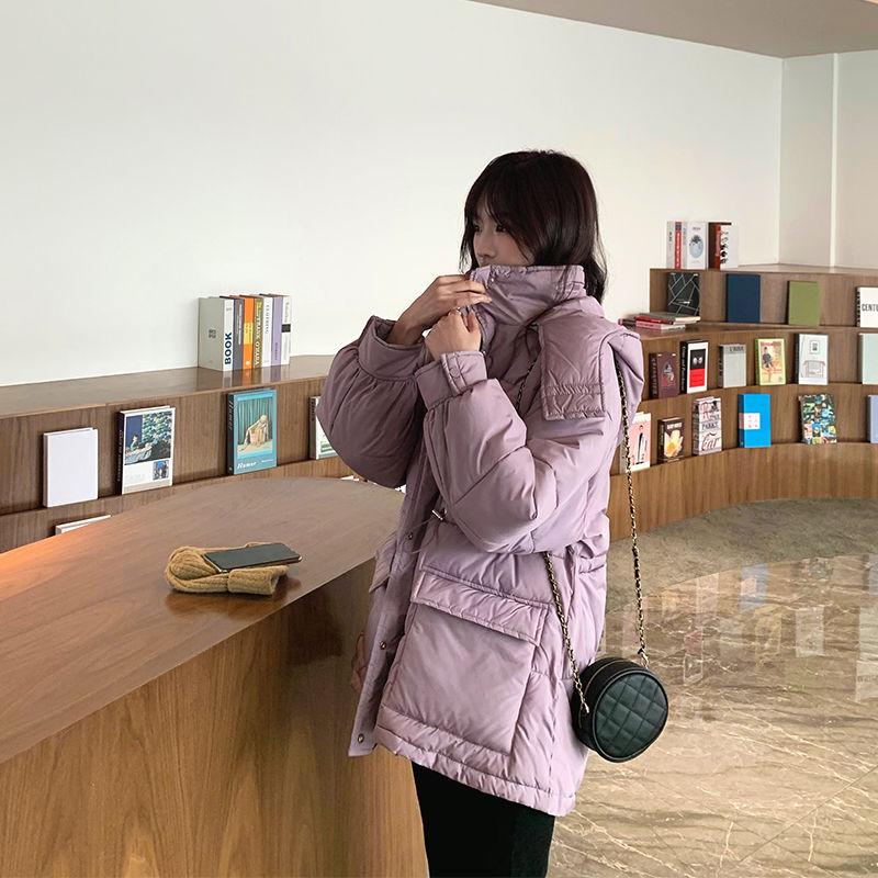 Winter Short Purple Cotton-padded Jacket Women's Loose Down Cotton-padded Jacket Student Bread Jacket