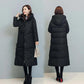 Retro Padded Down Padded Jacket Women National Wind Loose Padded Jacket Long Over-the-knee Padded Jacket