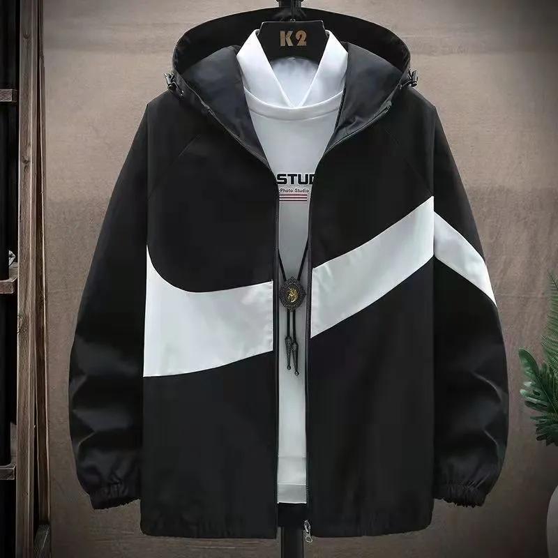 Spring New Jacket Men's Youth Student Trend Tooling Thin Hooded Jacket Casual All-match Gown