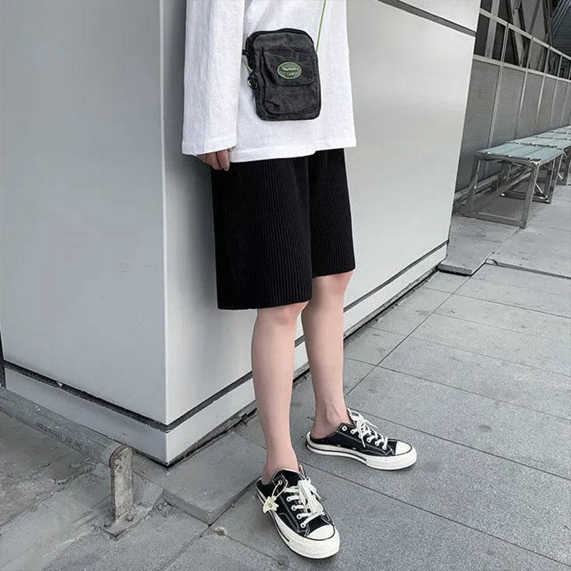 Men's Summer Casual Ice Silk Wide Leg Shorts Men's Thin Versatile Straight Pants Lightweight Breathable Comfortable Loose Five-point Pants