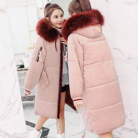 Gold Velvet Cotton-padded Jacket Women's Mid-length Student Winter Jacket Down Cotton-padded Jacket Women