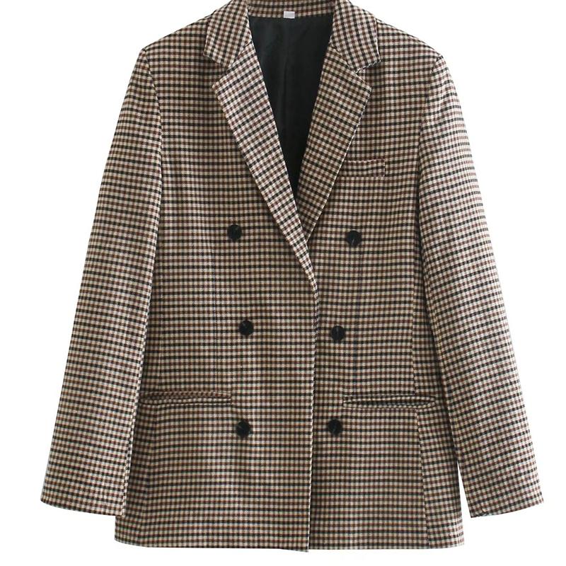 Fashion Autumn Women Plaid Blazers  Jackets Work Office Lady Suit Slim  Business Female Blazer Coat Talever