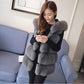 Faux Fur Vest Women's Mid-length Autumn and Winter New Style Hooded Thick Warm Fur Vest Stitching Jacket Women's Comfort and Softness
