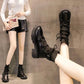 Martin Boots Summer and Autumn Thin Women's Boots Thick-soled Women's Boots Spring Single Boots Black Flying Knit Short Boots