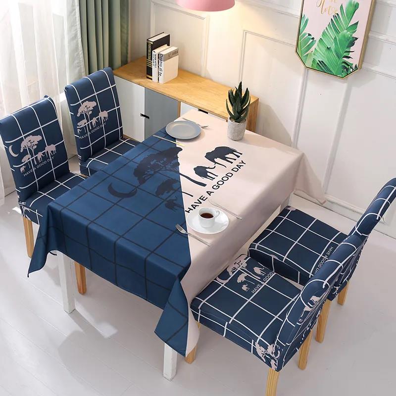 Two-piece Printed Chair Cover Home Dining Chair Cover Full Elastic Stool Cover