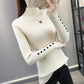 Autumn and Winter Half Turtleneck Loose Bottoming Shirt Button Split Sleeve Sweater Slim Casual Knit Sweater