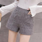 High Waist Wide Leg Shorts Ladies Elegant Woolen Shorts Women Wool Shorts
