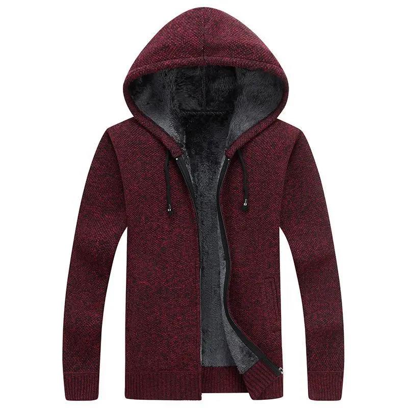 Autumn and Winter Men's Plus Velvet Knitted Cardigan Zipper Sweater Jacket Large Size Loose Knitted Cardigan Jacket Jacket