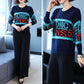 Autumn Winter Women's Printed Sweater Loose Large Size Jumper Long Sleeve Casual Round Neck Sweater Knitwear