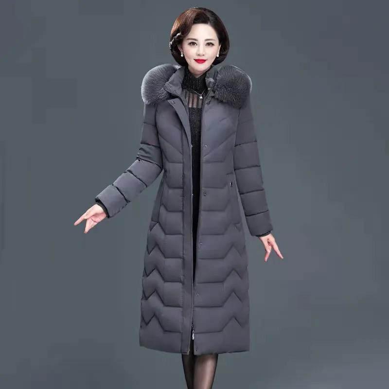 Large Size Parkas Women Parkas Winter Lady Fur Collar Warm Outwear Down Coat Warm Long Overcoat