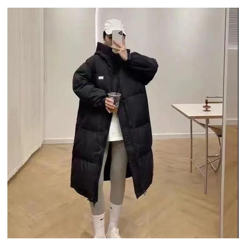 Down Jacket Blue Mid-length Loose and Light White Duck Down Jacket