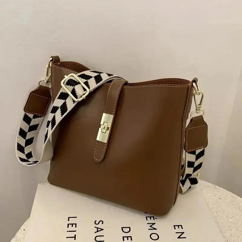 Crossbody Bags Portable PU Leather Wide Strap Shoulder Bags Casual Female Multi-Layer Large Capacity 3 Colors