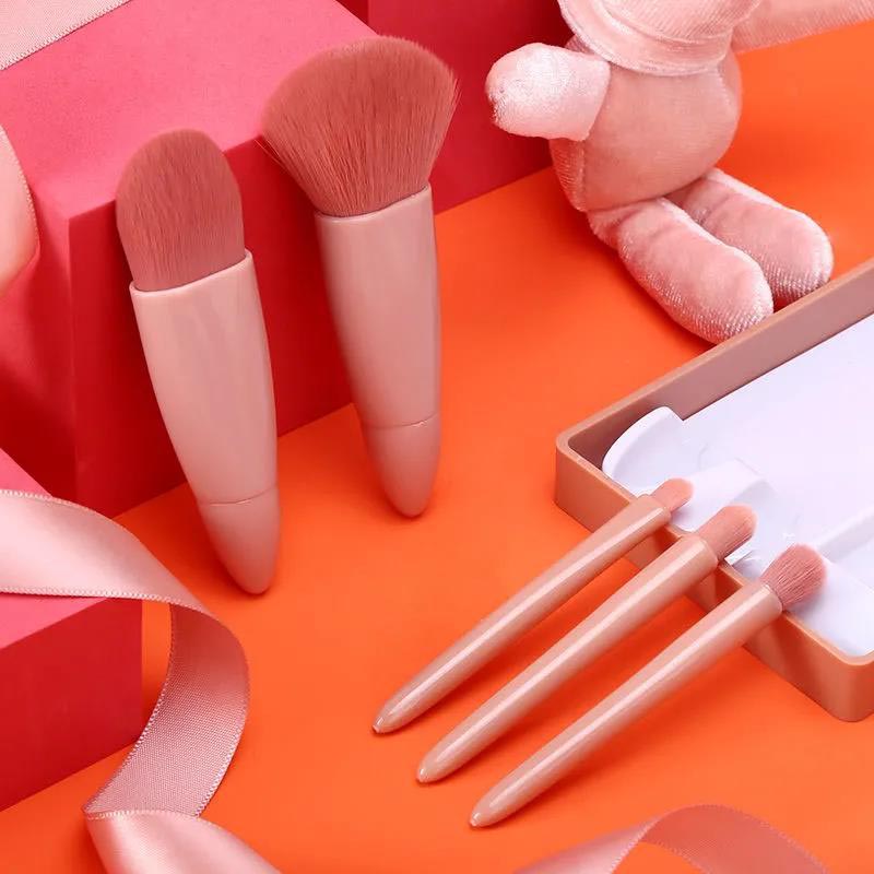 5pcs Makeup Brush Full Set Mini Foundation Brush Eye Shadow Brush Set Brush Full Set of Fiber Soft Bristles