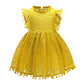 Princess Dress Children's Summer Cotton Dress Girls Korean Style Lace Flying Sleeves Hollow Child