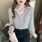 Striped Shirt Women's Spring Fake Two-piece Printed Loose All-match Long-sleeved Blouses
