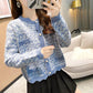 Autumn and Winter Fashion Loose Sweater Knit Cardigan Versatile Sweater Long-sleeved Striped Pattern Female Jacket