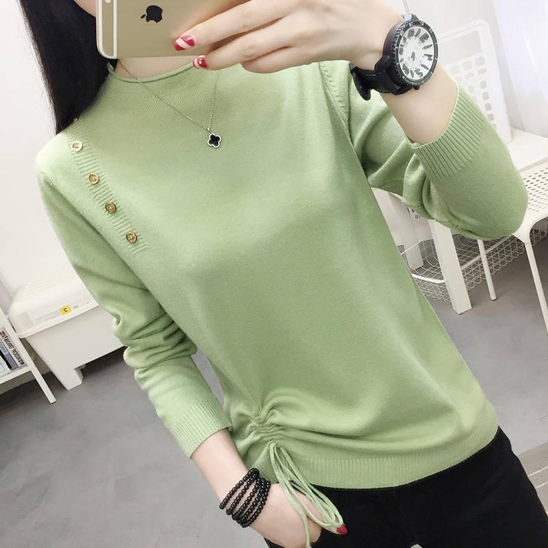 Knitwear Women's Autumn and Winter New Sweater Loose Joker Drawstring Design Tops Long Sleeve