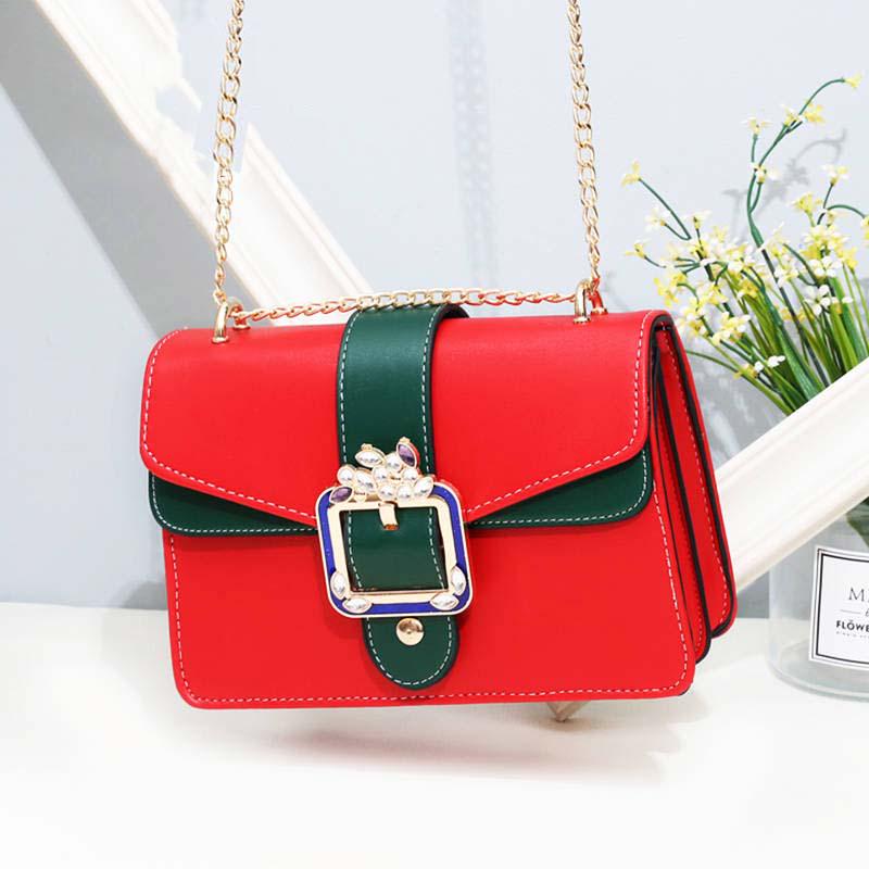 Women Crystal Belt Buckle Messenger Bag Fashion Shoulder Bag Ladies Handbag Crossbody Bag for Women