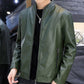 Men's Leather Jacket Trend Handsome Stand-up Collar Motorcycle Clothing Youth Autumn and Winter Plus Velvet Padded Jacket