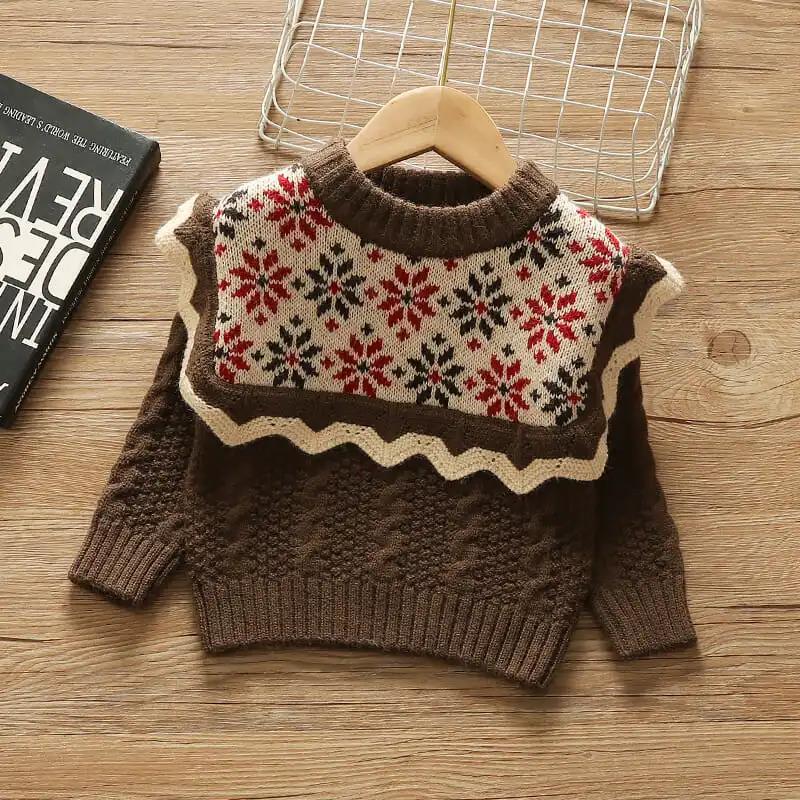 Girls' Sweater Foreign Style Pop Autumn and Winter Clothes Baby Children's Knitted Bottoms Baby Girls' Tops Fashion