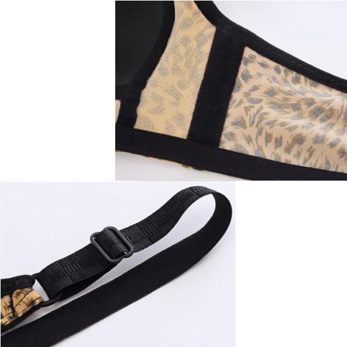 Sexy Leopard Underwear Women Plus Size Push Up bra Thin Wireless Seamless Bras Large Breast Gathered Bras 46/105 B C Bralette