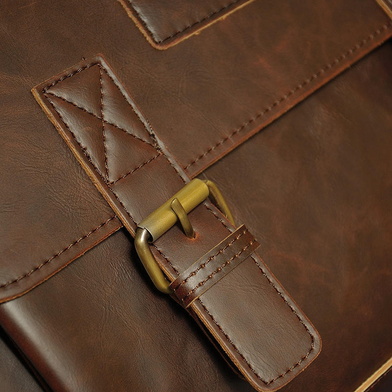 Business Briefcase Men Retro Matte Leather Large Capacity Crossbody Shoulder Computer Bag Handbag