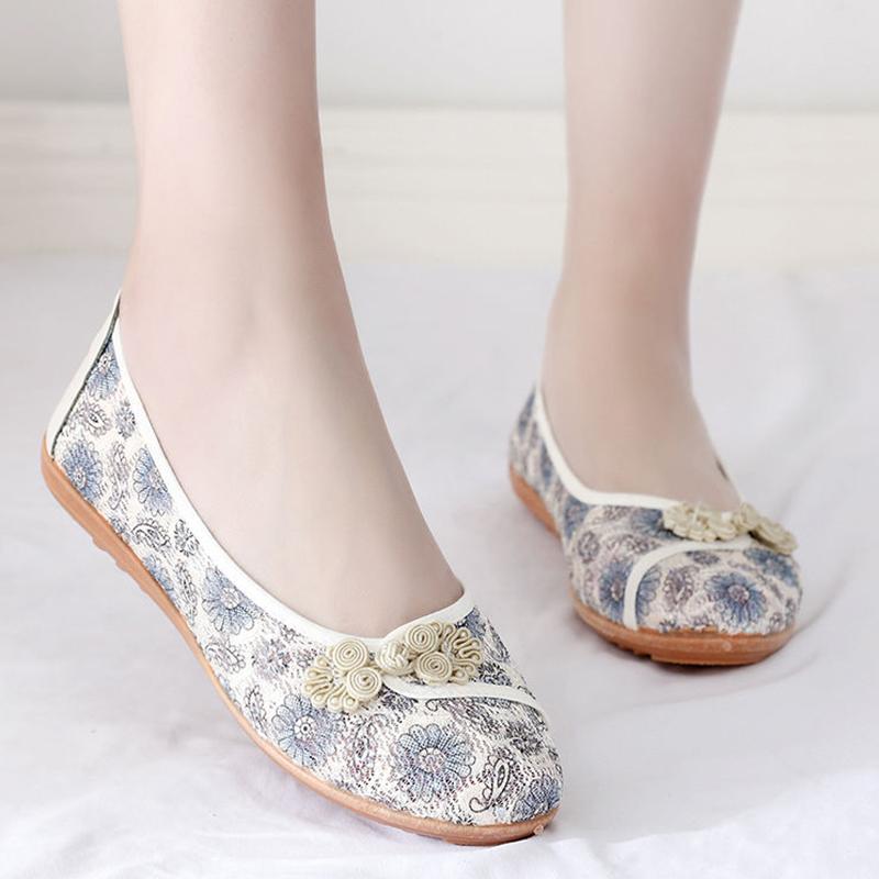 Spring and Summer Flat Mother Shoes National Style Old Beijing Cloth Shoes Women Middle-aged and Elderly Women's Net Shoes Breathable Net Yarn Shoes