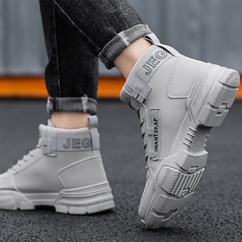Autumn Martin Boots Men's Casual High-top Shoes Tooling Boots Plus Velvet Warm Cotton Shoes Waterproof Men's Shoes