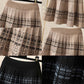 Ladies Autumn and Winter Short Skirts Fashion Knitted Skirts High Waist A-line Skirt Retro Pleated Skirt Little Black Skirt Wool Umbrella Skirt