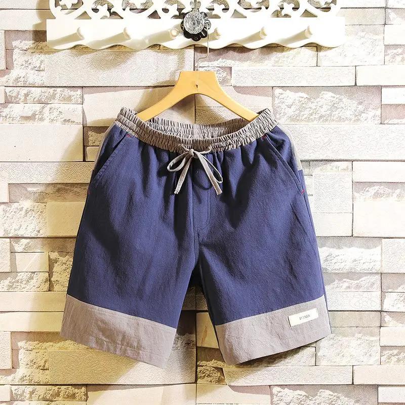 Summer Linen Shorts Male Plus Fat Plus Size Loose Fat Cotton and Linen Five-point Pants Sports Leisure Beach Pants