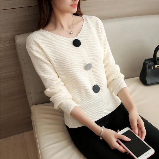 Autumn and Winter Slimming Knitted Bottoming Shirt Loose Spring Top Pullover Women's Age-reducing Temperament Outfit