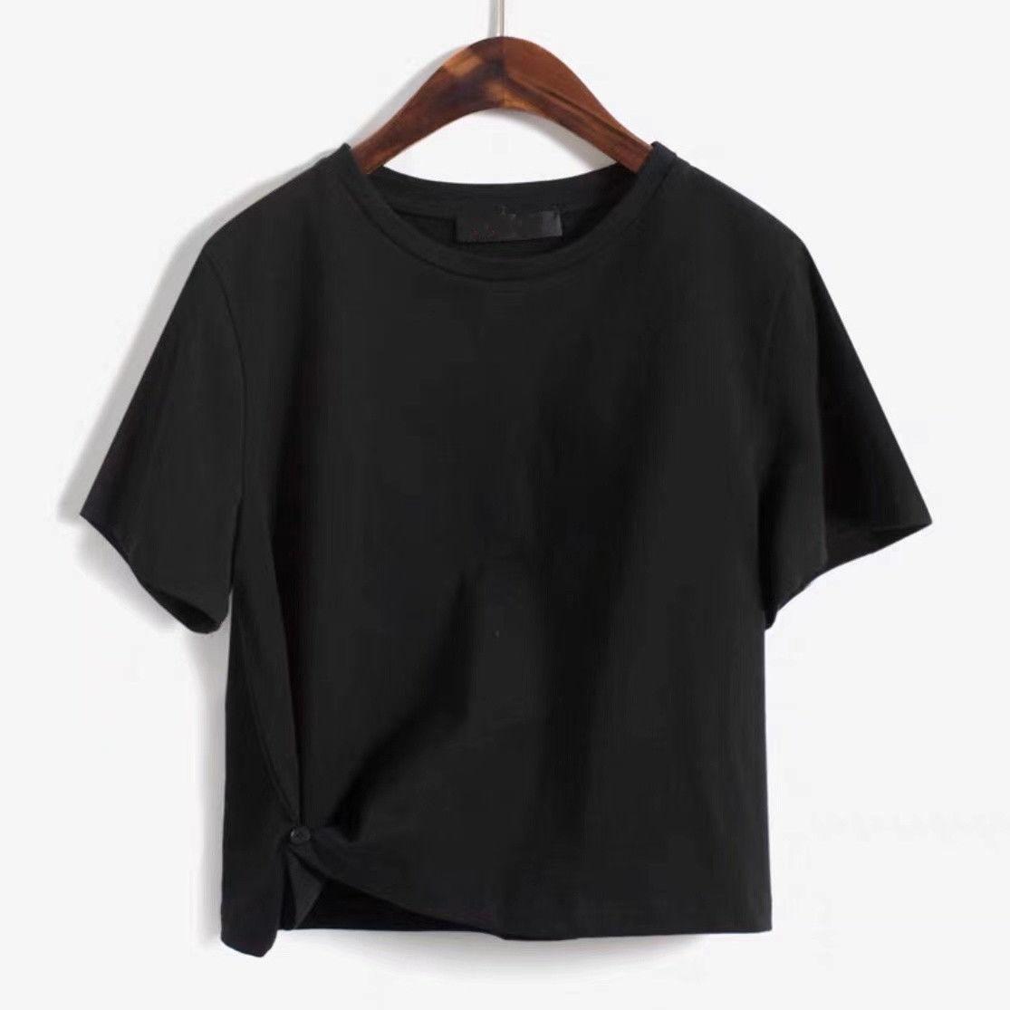 Women Ladies Summer Personality Tops button Irregular Loose Short Sleeve Short T-shirt Blouse