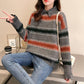 Fake Two Piece Stitching Shirt Denim Collar Sweater Women Autumn and Winter Korean Loose Fashion All-match Blouse Women