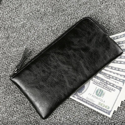 Business Long Wallet Men Anti-theft Multi-function Zipper PU Wallet Card Package Clutch Coin Bag