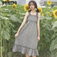 WTEMPO Brand Summer Loose Sling Small Fresh Women's Student Tube Top Long Plaid Dress