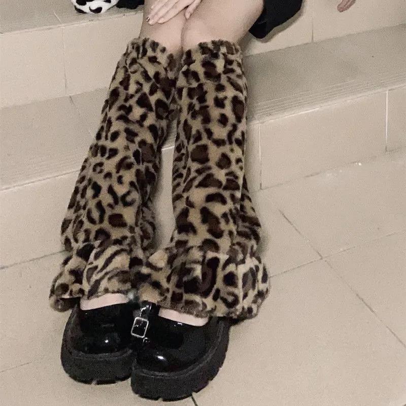 Japanese Harajui Feng Retro Leopard Leg Case Y2K Millennium Sexy Smell Sometimes Sock Socks Falls and Winter Hear Hardcore Smecks JK