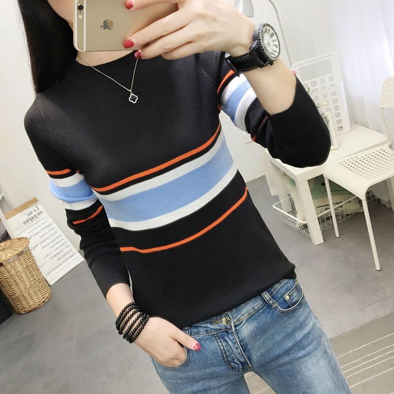 Women'S Knitted Petal Collar Shirt Elastic Bottoming Turtleneck Sweater