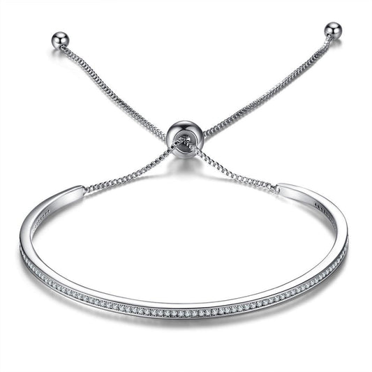 3 Colors Adjustable Small Shining Zircon Bracelet Fine Chain Cuff Bracelets for Valentine's Day Gift